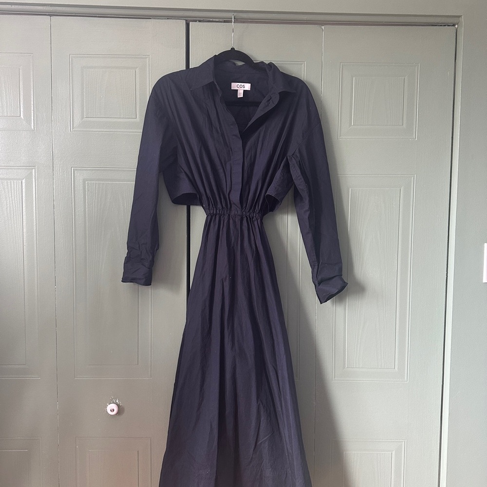COS Navy Open-Back Dress